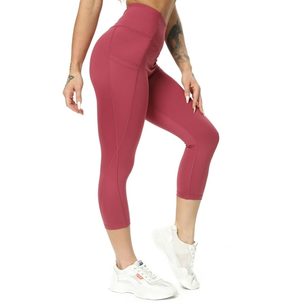 Women High Waist Pocket Capri Yoga Pants Leggings Running Fitness Sports Booty F Women High Waist Pocket Capri Yoga Pants Leggings Running Fitness Sports Booty F